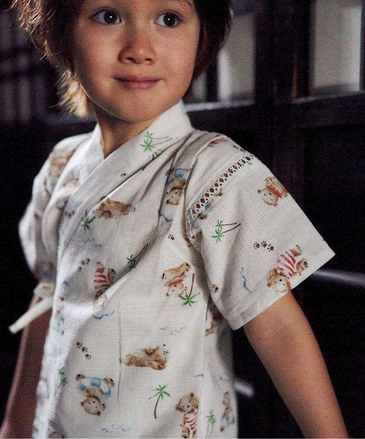 日本 apres les cours - 季節限量！清新可愛二件式甚平-彩虹西瓜-米白