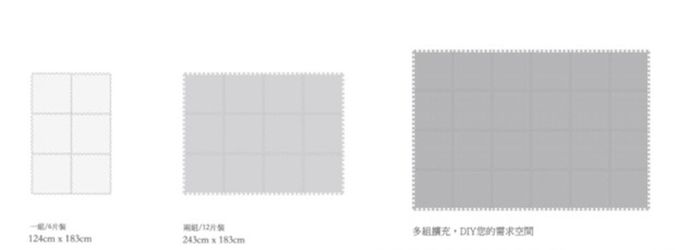 Playzu - 歐美設計地墊-灰石-水磨石系列巧拼-灰色 (62X62X1.2公分)-6片(附贈邊條12條)