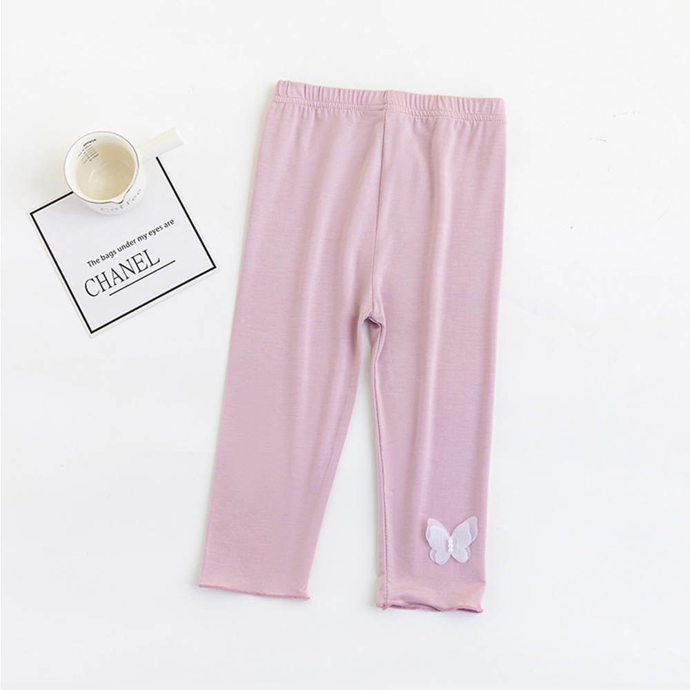 涼感七分內搭褲-翩翩蝴蝶-粉色