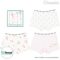 韓國 Maykids - (3入組)女寶天絲莫代爾透氣四角褲-紅蘿蔔兔兔