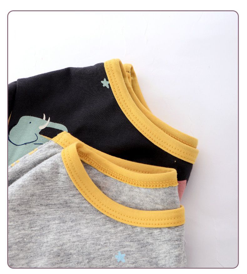 MAMDADKIDS - 萊卡棉長袖家居服套裝-非洲動物-灰色