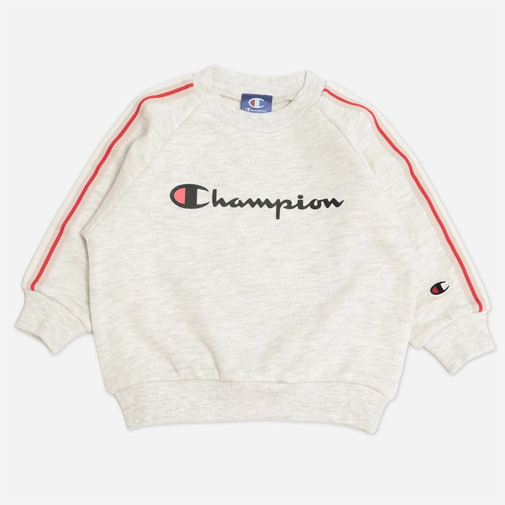 Champion限定 裏毛長袖上衣-帥氣側線條-燕麥灰
