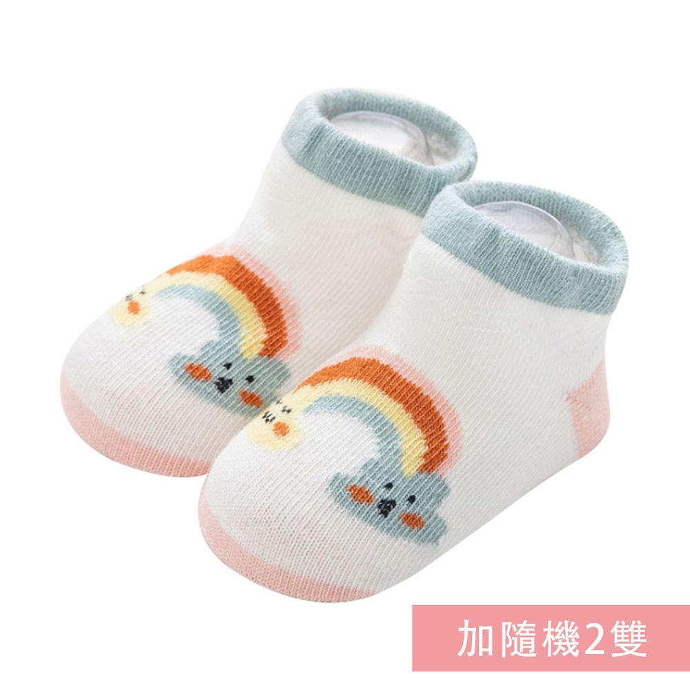 JoyNa - 雲朵天氣船襪 短襪(底部止滑)-3雙入-白色彩虹+隨機2雙