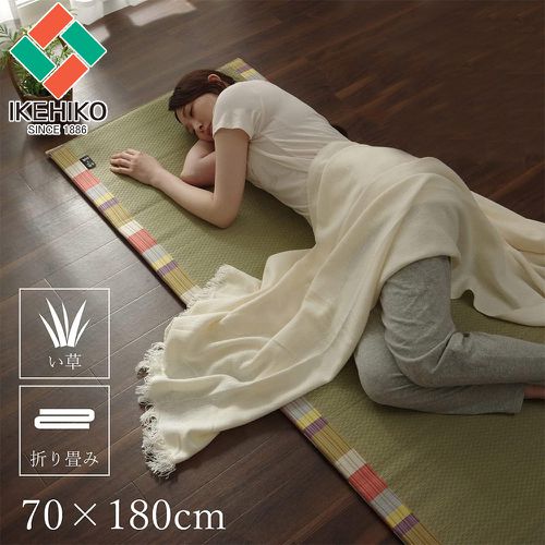 日本製清涼除臭和風款加長型藺草床墊70X180-和風橘色