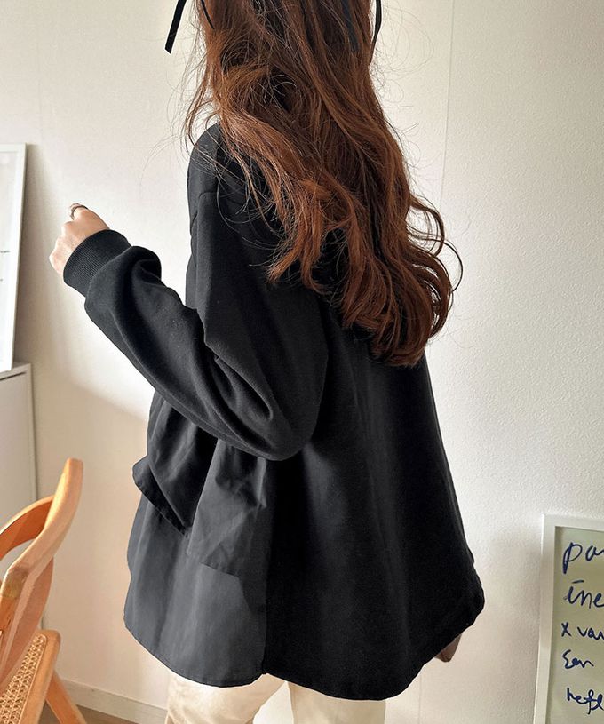 日本 Classical Elf - 蛋糕層次優美薄長袖上衣-深灰