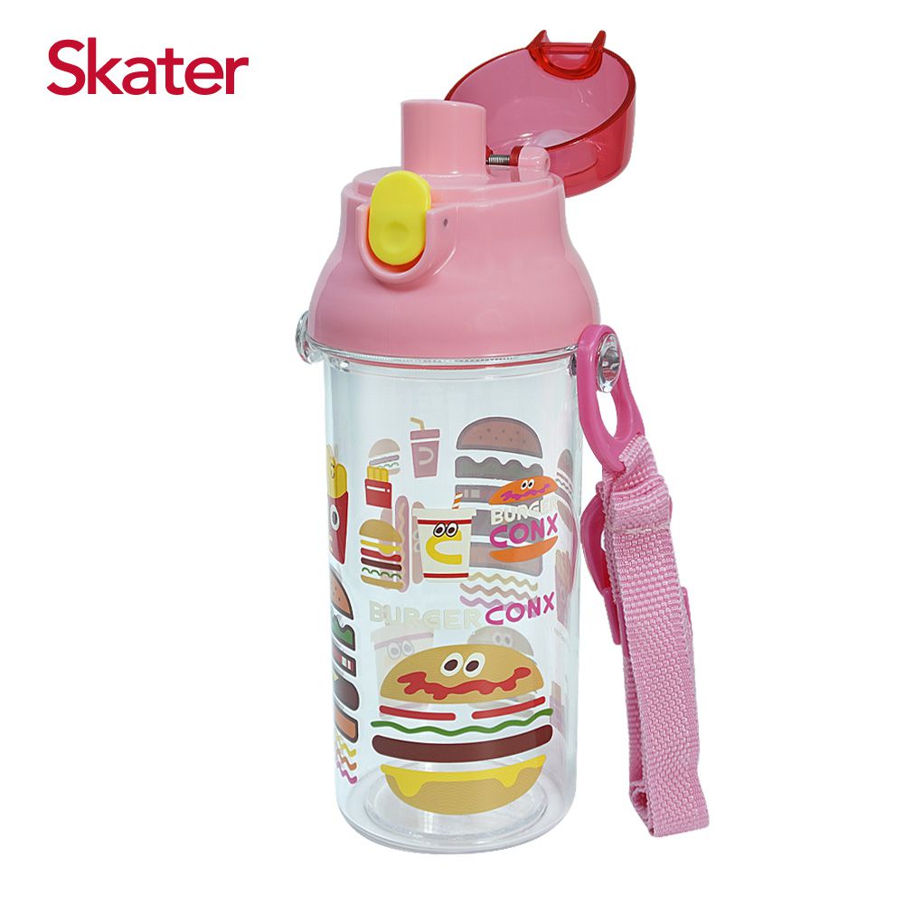 日本 SKATER - 兒童直飲透明水壺 (480ml)-草莓漢堡