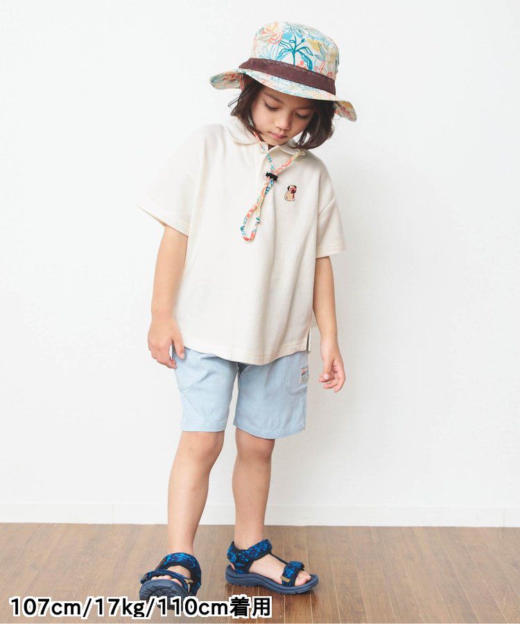 日本 BREEZE - 童趣動物刺繡短袖POLO衫-滑板鴨-深藍