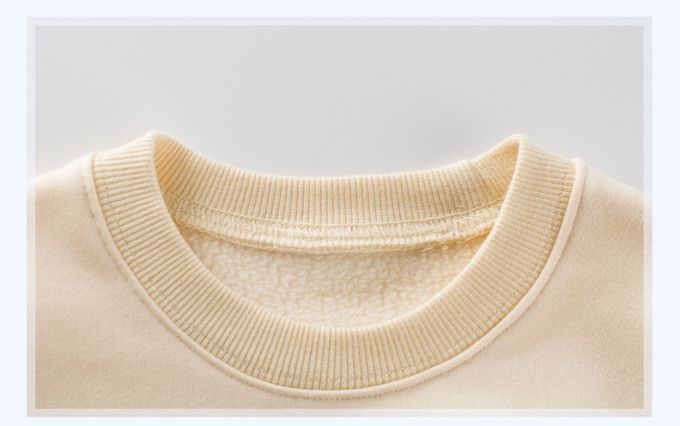 加絨棉混紡長袖上衣-調皮番茄-米色