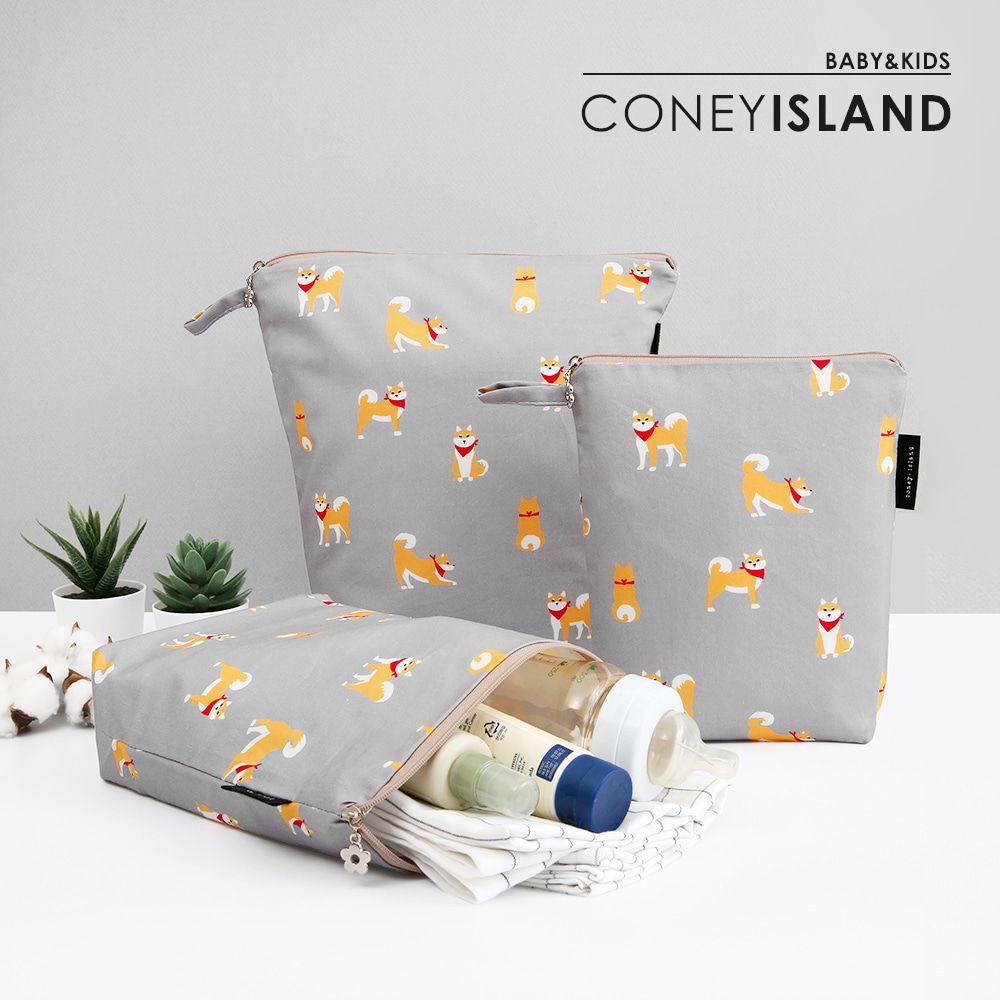 韓國 Coney Island - 防水多功能收納袋-領巾柴犬
