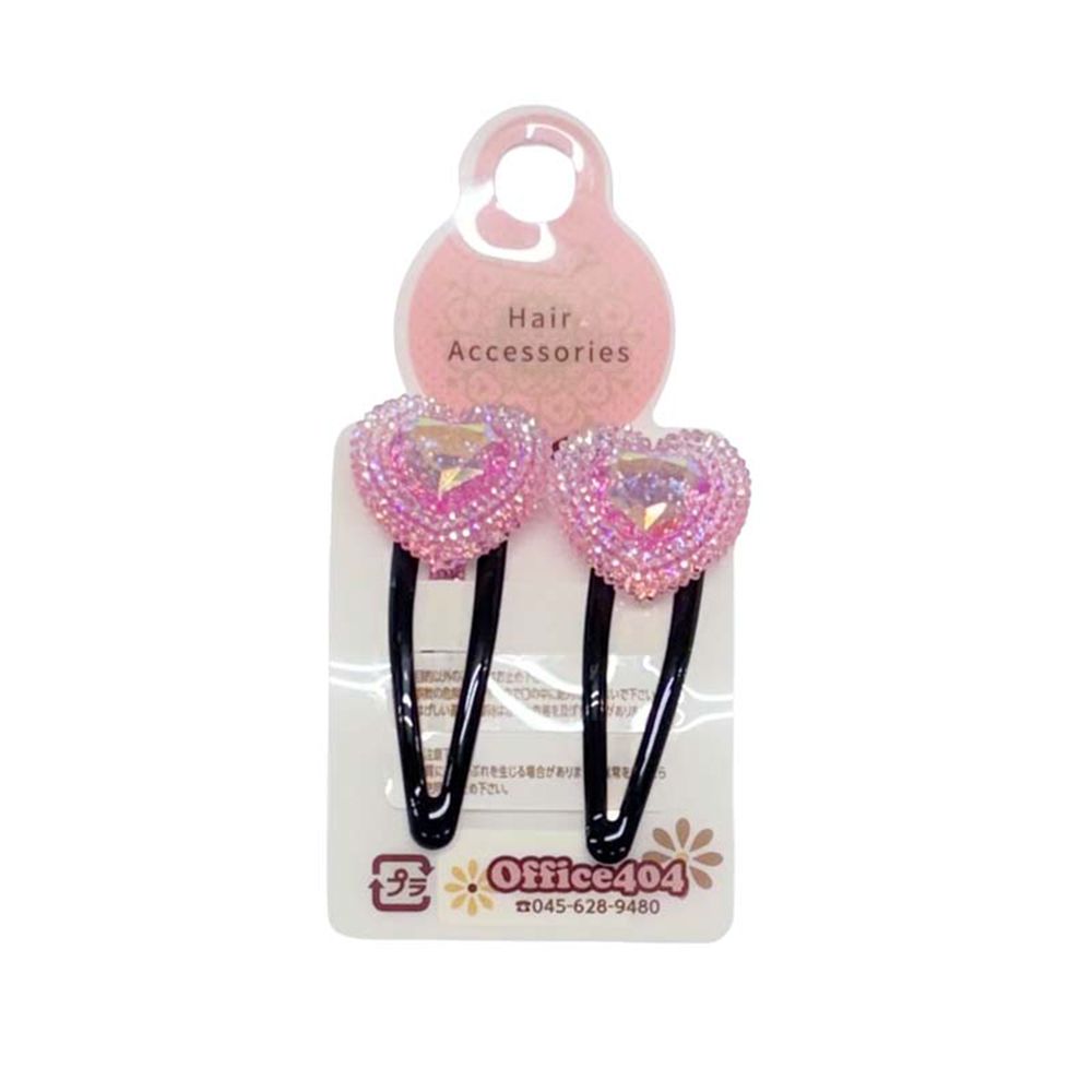 髮夾-極光愛心-粉紅色