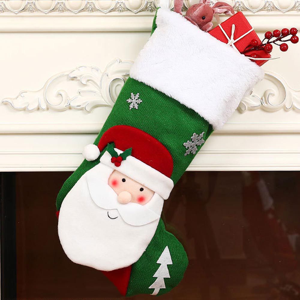 聖誕節造型襪子禮物袋-聖誕老人-綠色