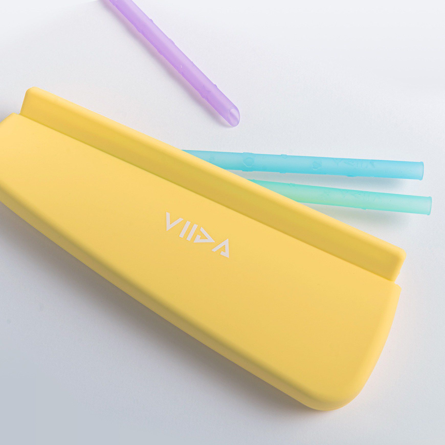 VIIDA - Joy環保矽膠吸管-一組六支:藍.綠.粉.黃.紫.橘色