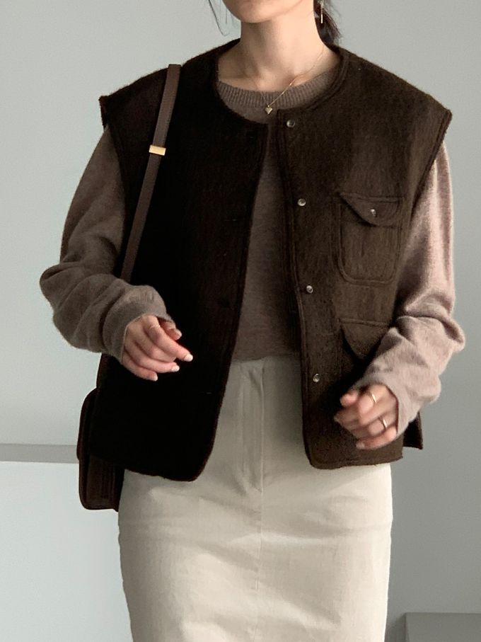 韓國女裝連線 - 薄燈芯絨直筒後開衩中長裙-米白