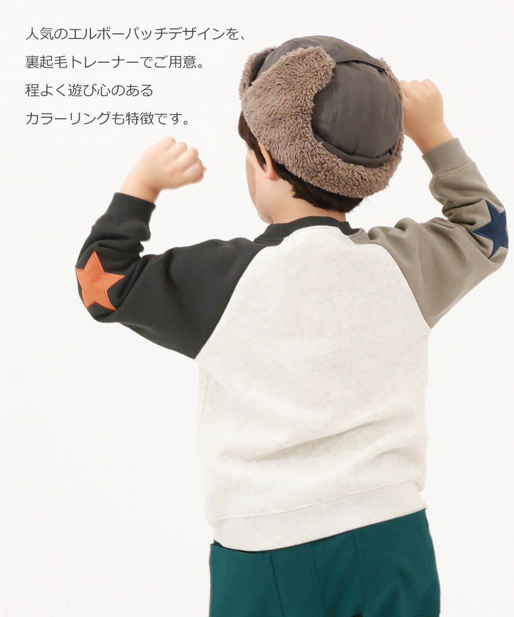 日本 devirock - 手肘星星裏毛長袖上衣-黑底紫袖