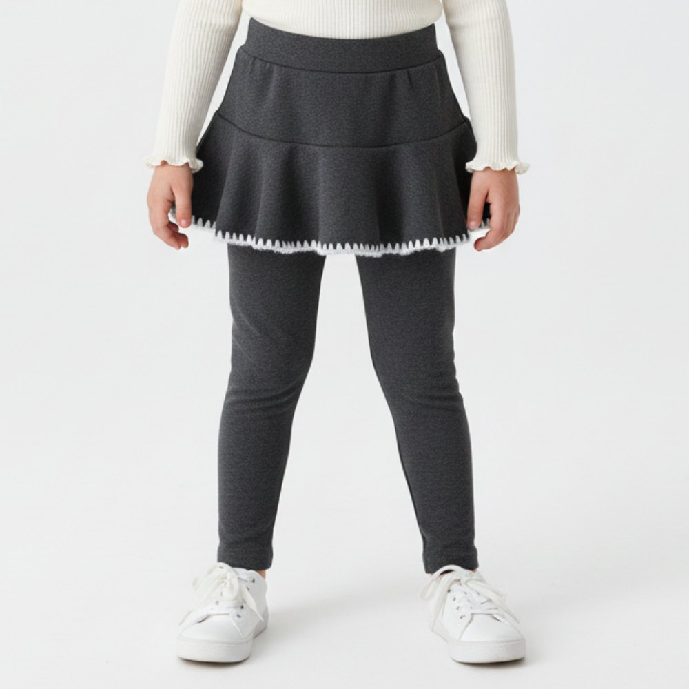 厚棉內搭褲裙-毛線車邊-深灰