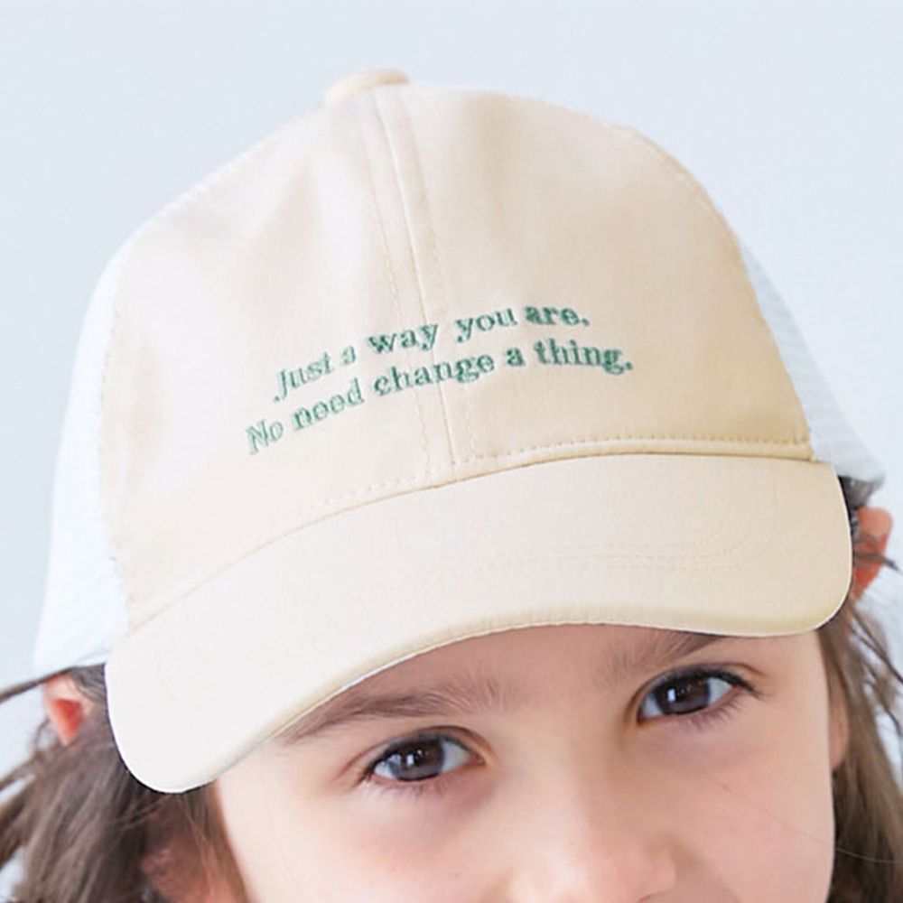 透氣網眼休閒卡車帽(可親子裝)-英文字-象牙米