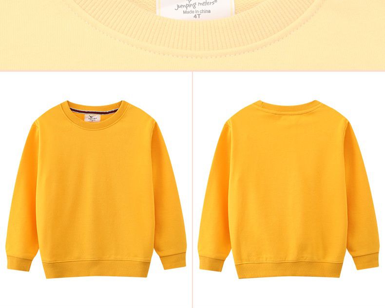 Jumping meters - 圓領棉質長袖上衣/大學T-黃色