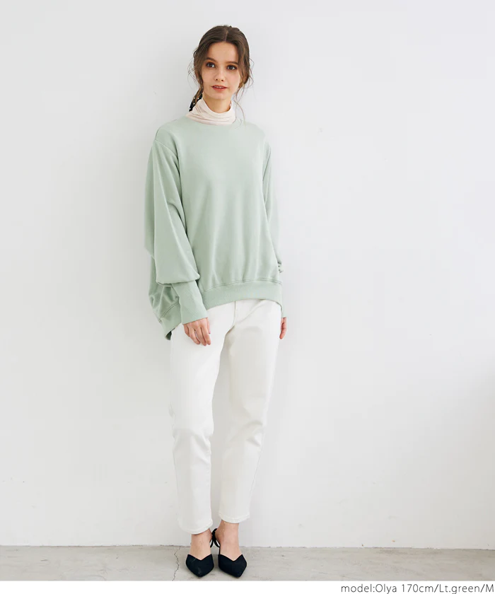 日本 COCA - 休閒寬版澎澎長袖上衣-石墨灰