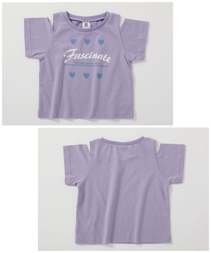 日本 devirock - 女孩運動風設計款短袖上衣-肩開口-紫