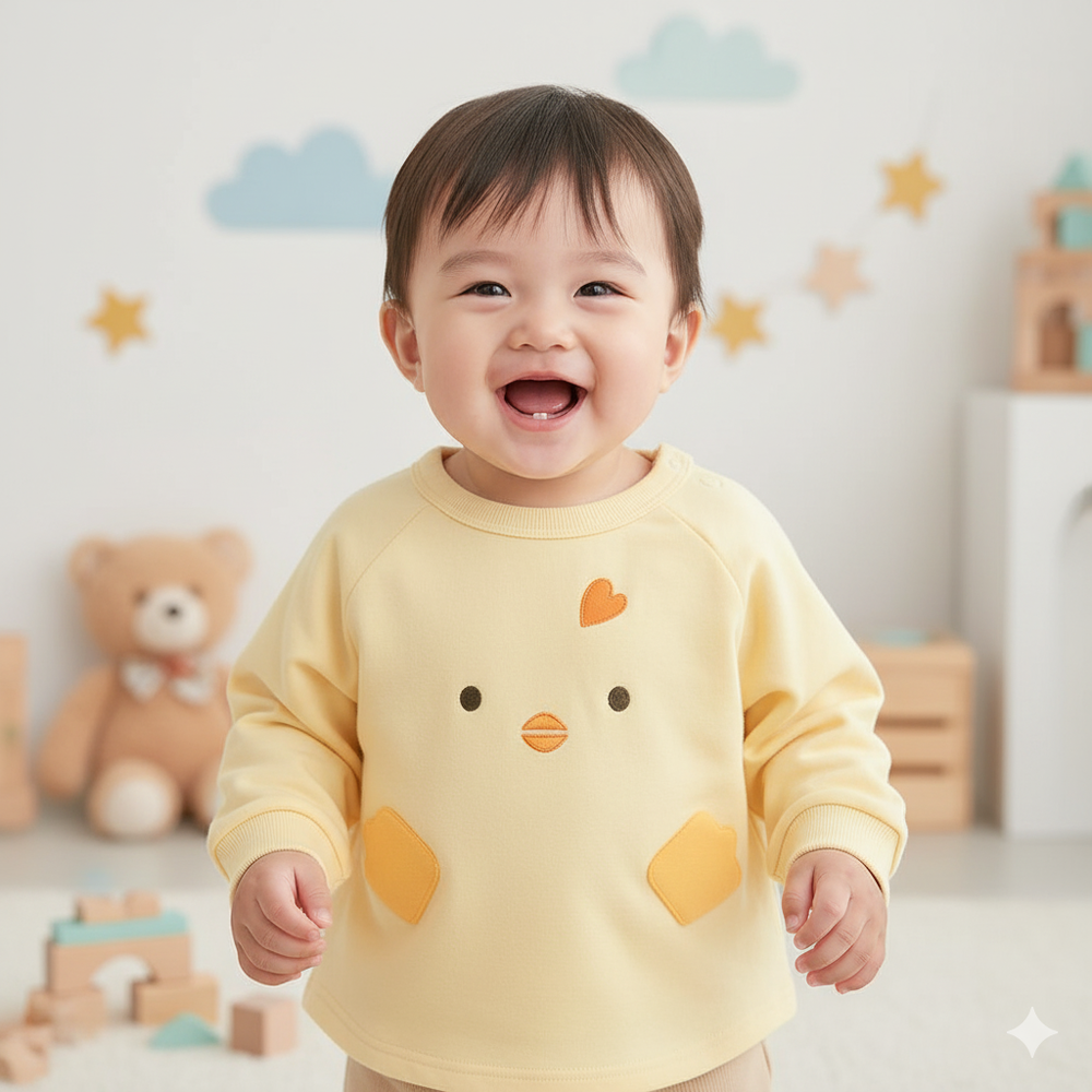 寶寶長大的第一件上衣--黃色