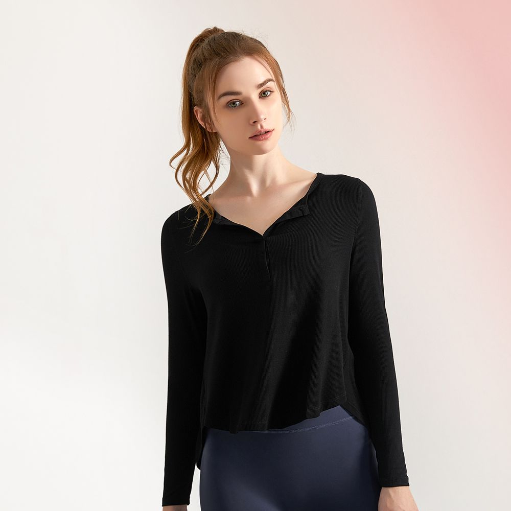 羅紋美型防曬運動罩衫-夜空黑