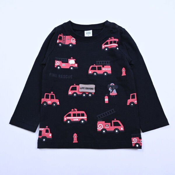 日本 Baby Room - 立體翻翻樂長袖上衣-消防車出動-黃