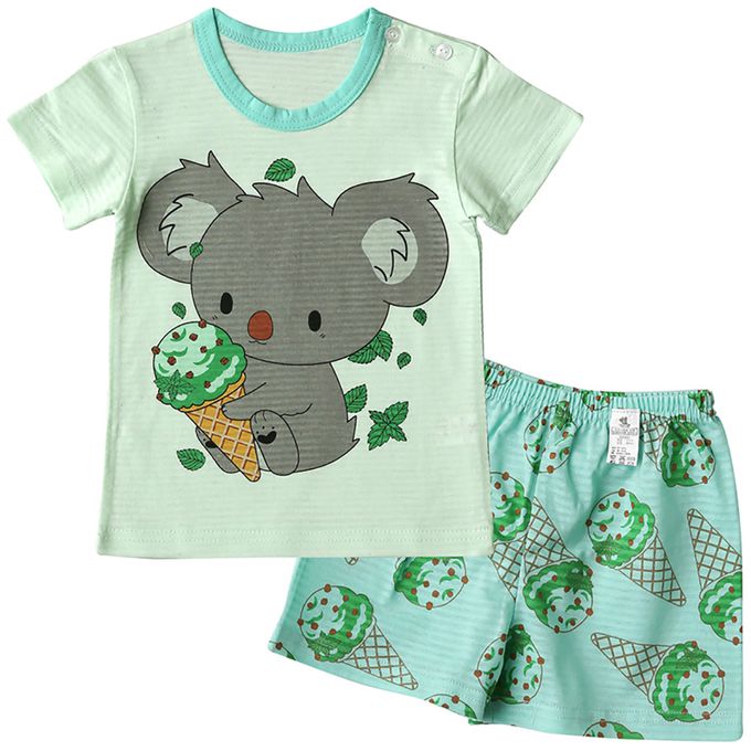 正韓 Puco - 超優質嬰幼兒/兒童短袖100% 有機棉家居服/睡衣-無尾熊吃冰淇淋