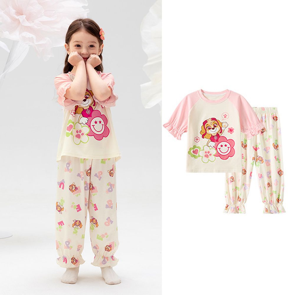 卡通汪汪隊萊賽爾短袖家居服套裝-粉色