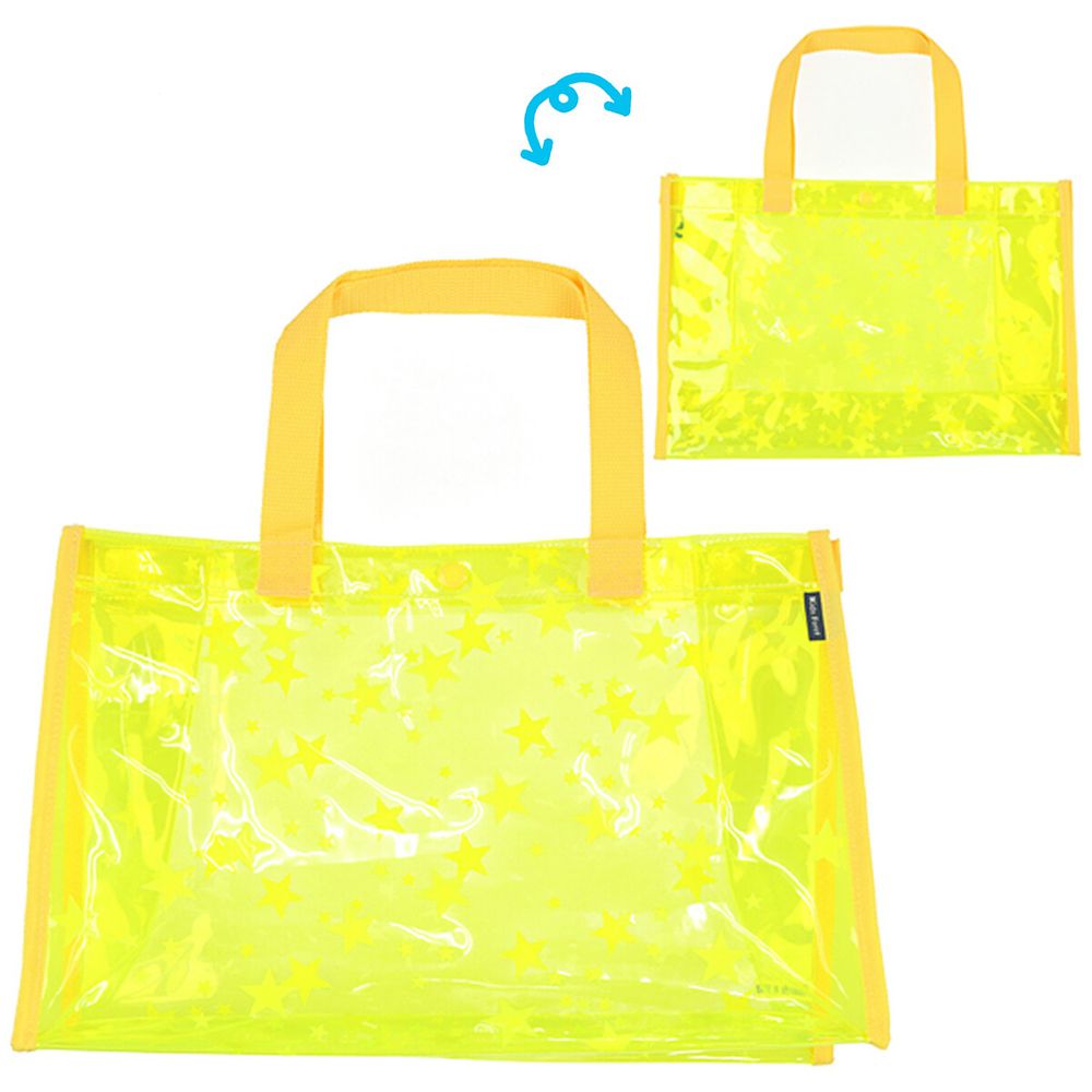 日本服飾代購 - 防水PVC游泳包(雙面圖案設計)-滿版星星-黃 (25x36x13cm)