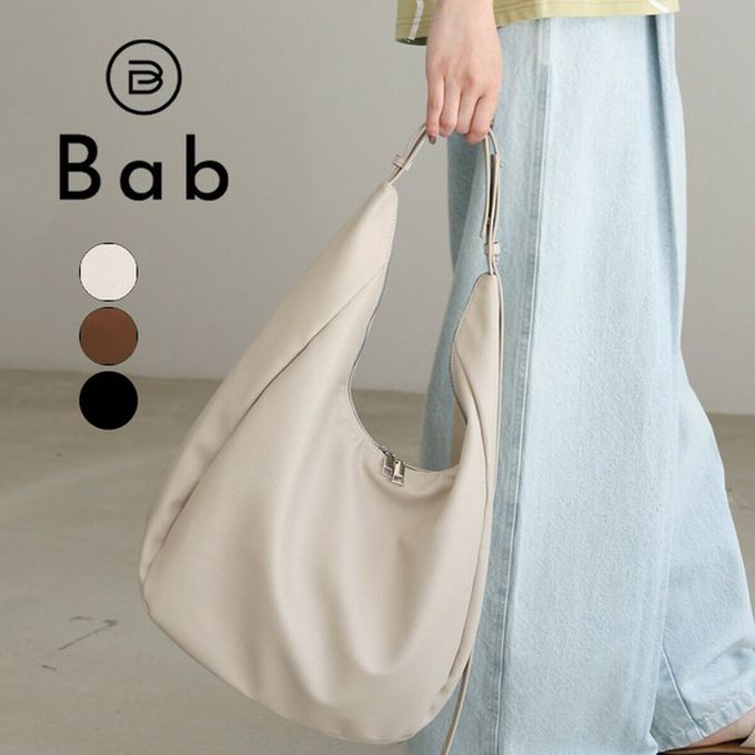 日本 Bab - 俐落雙拉鍊彎月形質感肩背包-咖啡