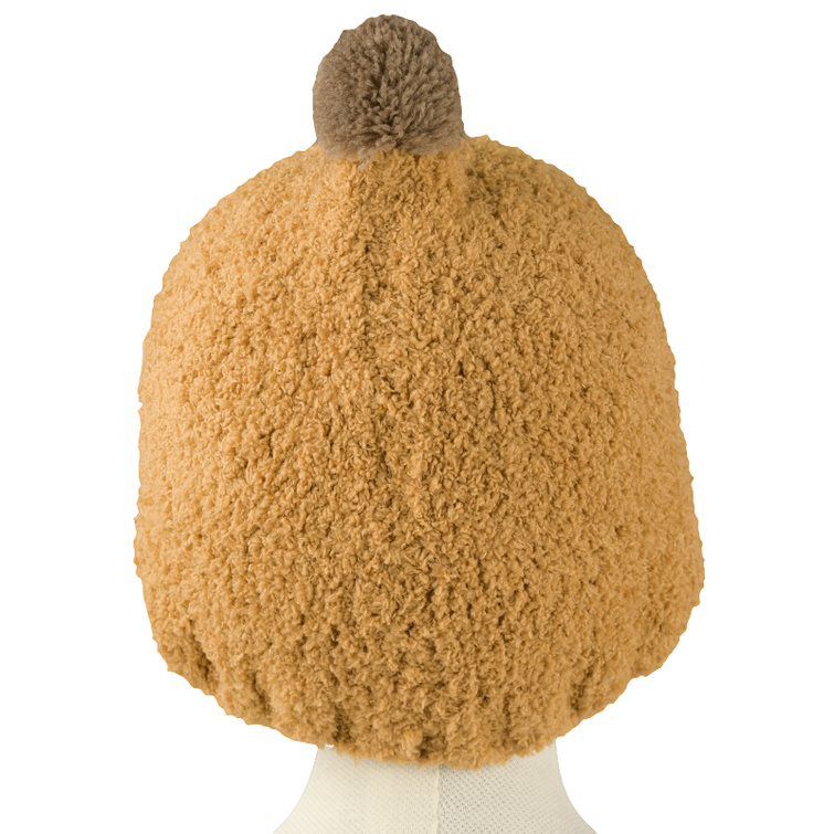 akachan honpo - 毛茸茸毛球針織帽-芥末黃色
