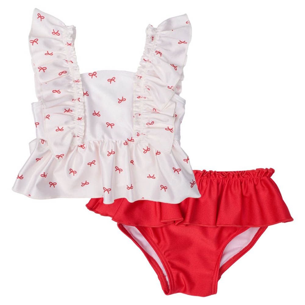 兩件式泳衣-蝴蝶結-紅色