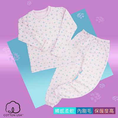 annypepe - 女童瑞士絨咕咕鷹長袖厚居家服-粉紫-120cm-160cm