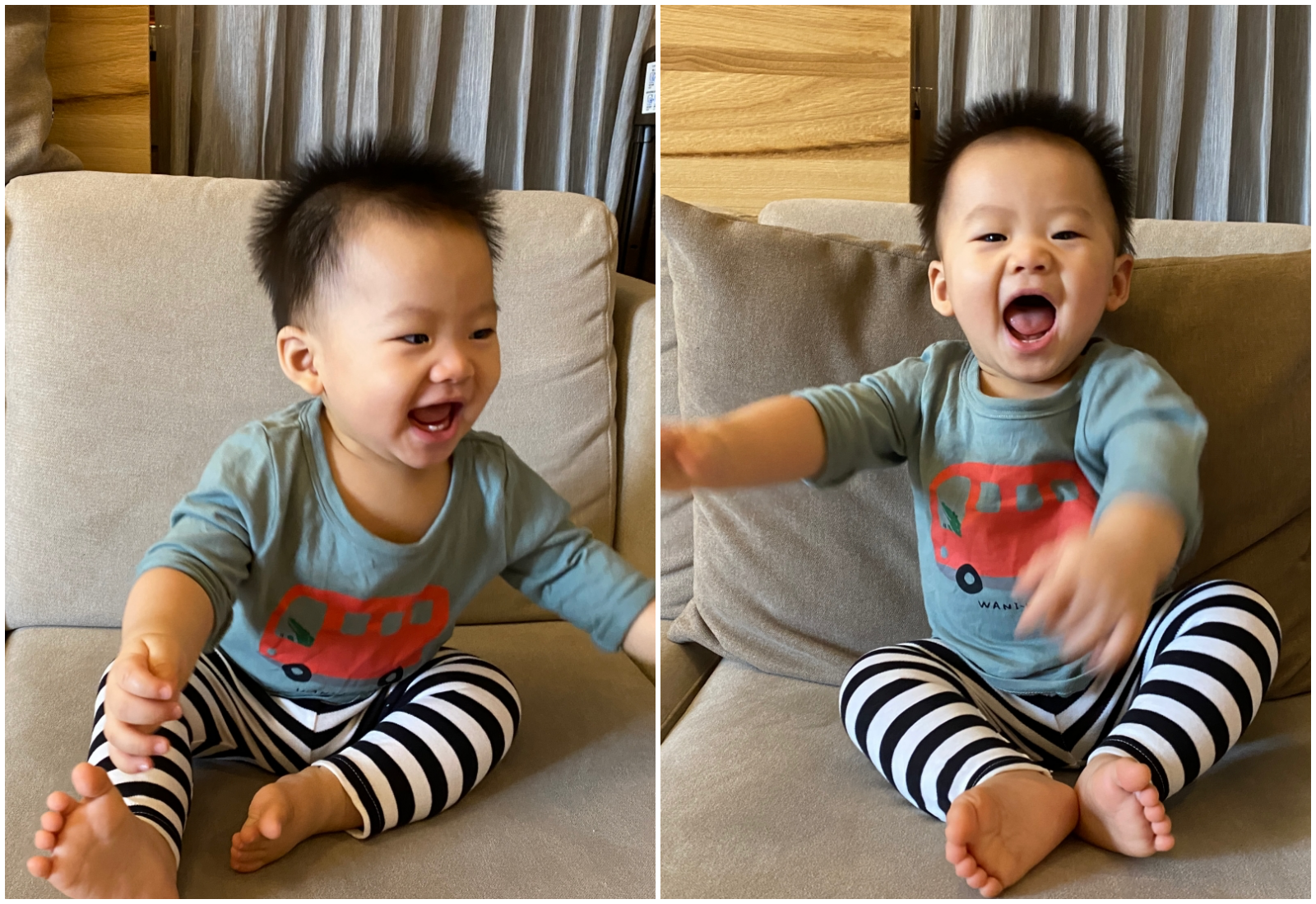 akachan honpo - 男長袖家居服CoCupa背部為棉紗-藍色