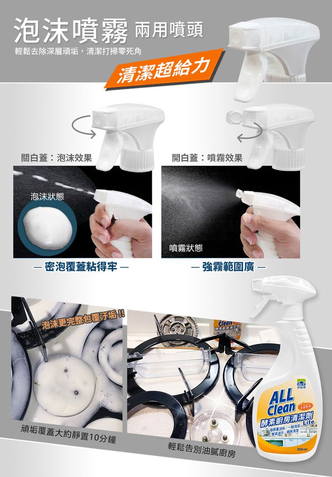 多益得 - ALL Clean酵素廚房清潔劑lite組合-946ml+500ml-1+1組