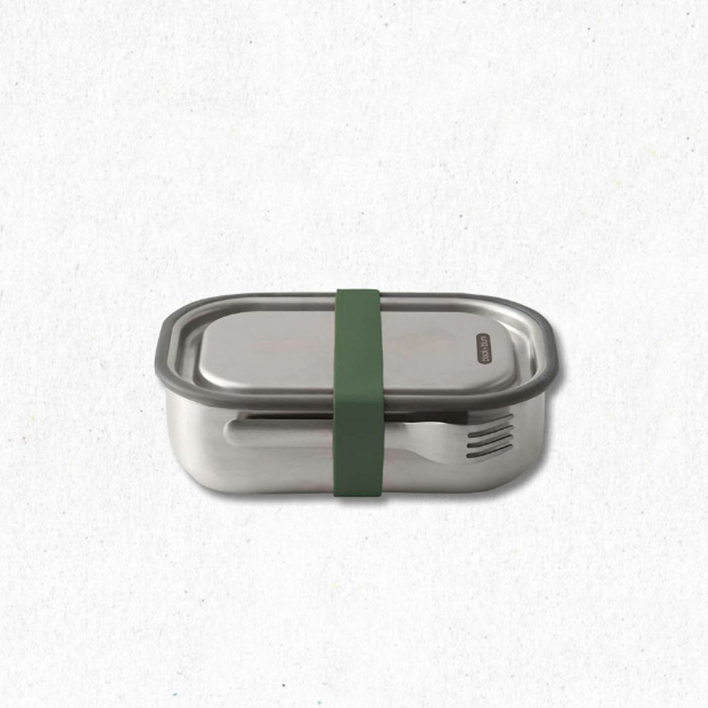 英國 BLACK+BLUM - 不鏽鋼滿分便當盒(600ml/附餐具)-橄欖綠-600ml