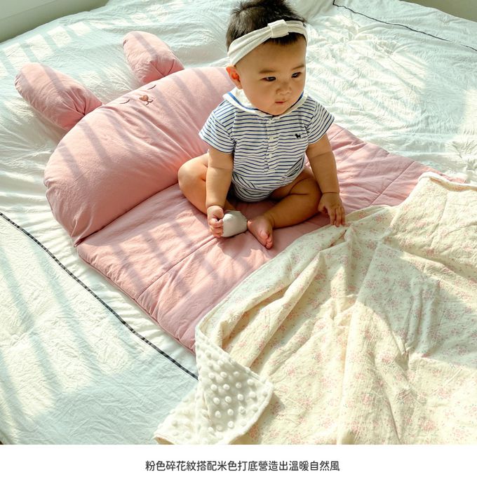 正韓Hello HiZoo - 手工製純棉柔感親膚幼兒安撫毯/冷氣毯/絨毛被毯/午睡毯-Brown Flower