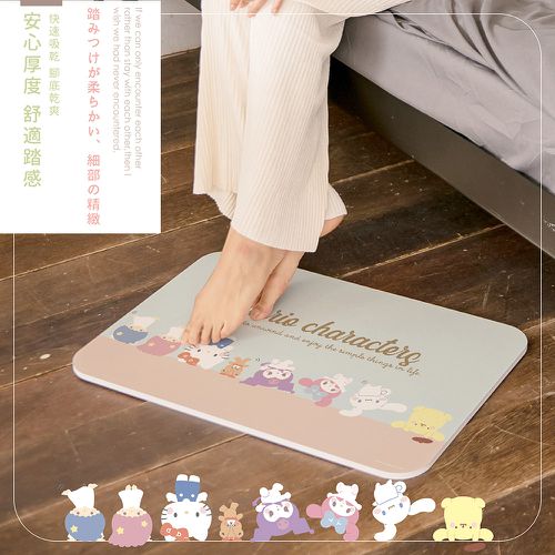Sanrio三麗鷗【Q版倒立】珪藻土吸水地墊 腳踏墊 吸水墊60X39X0.9cm