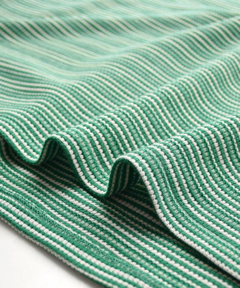 日本 zootie - 圓領修飾簡約編織無袖上衣-條紋-草綠