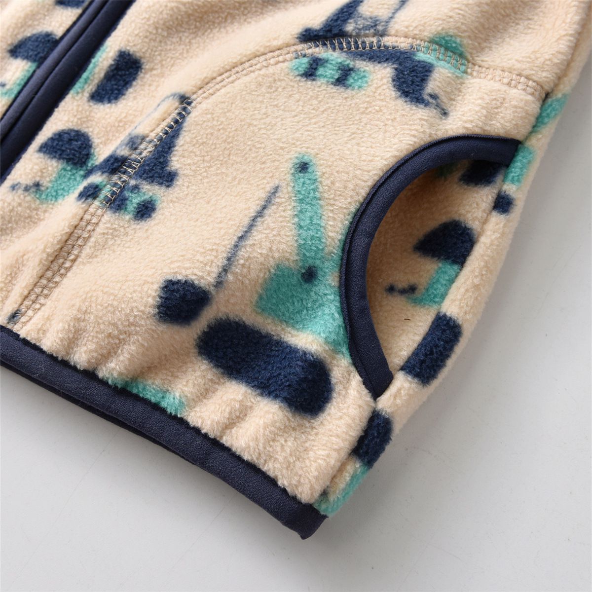 Fleece搖粒絨兒童外套-紫線條角形