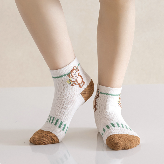 love, charlotte - 小猴子網眼短筒棉襪-5 雙一組