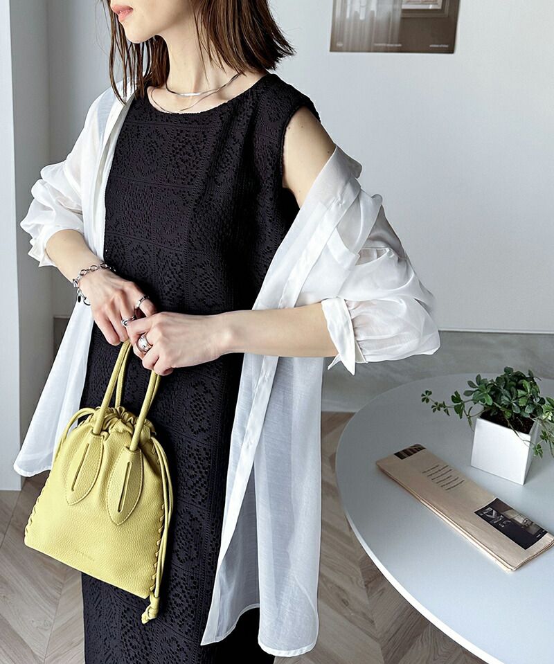 日本 Classical Elf - 2WAY幾何花朵鉤針背心裙/洋裝-黑