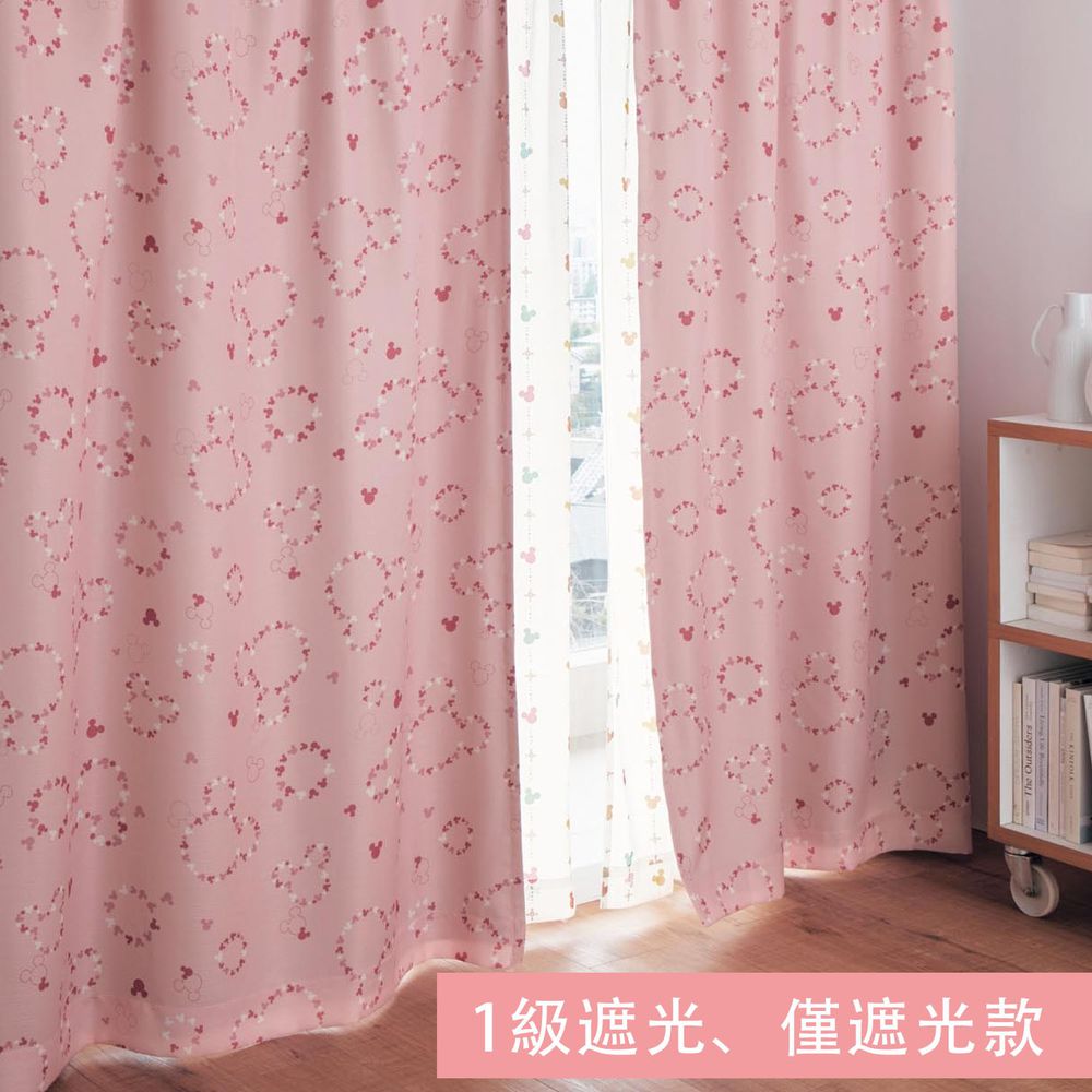 日本千趣會 - 迪士尼1級遮光窗簾-繽紛米奇頭線條-粉-2枚