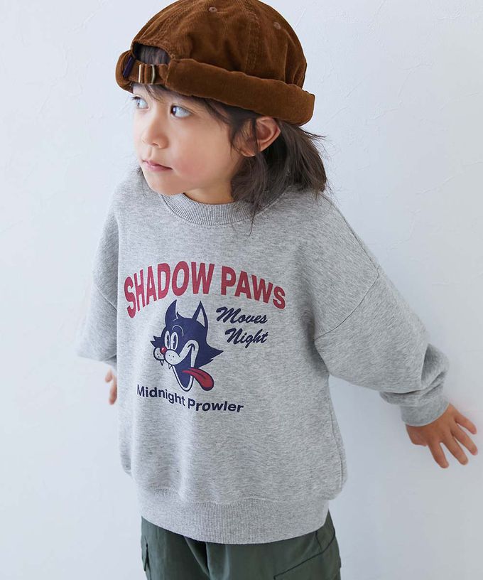 日本 devirock - 熱銷定番 印花縮口長袖上衣-老虎-炭黑