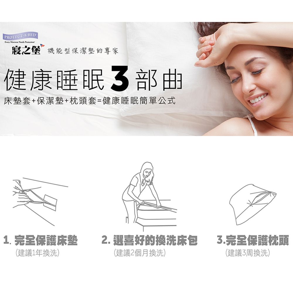 美國寢之堡 - 全密封拉鍊式防螨床墊套（全包式保潔墊）-白 (單人-105x190x25cm)