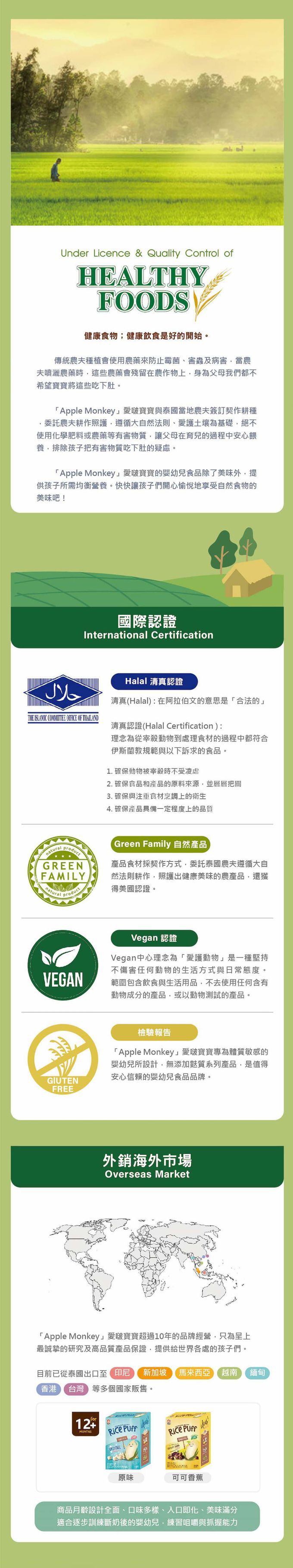 Apple Monkey 愛啵寶寶 - 發芽糙米 2入組-小米香 原味 *1 +  可可香蕉*1