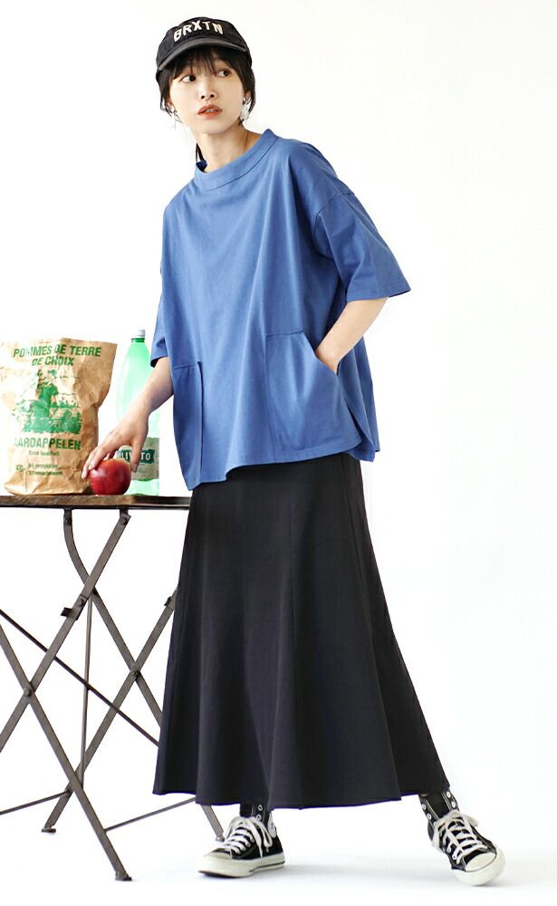 日本 zootie - 大圓領雙口袋落肩五分袖上衣-天使白