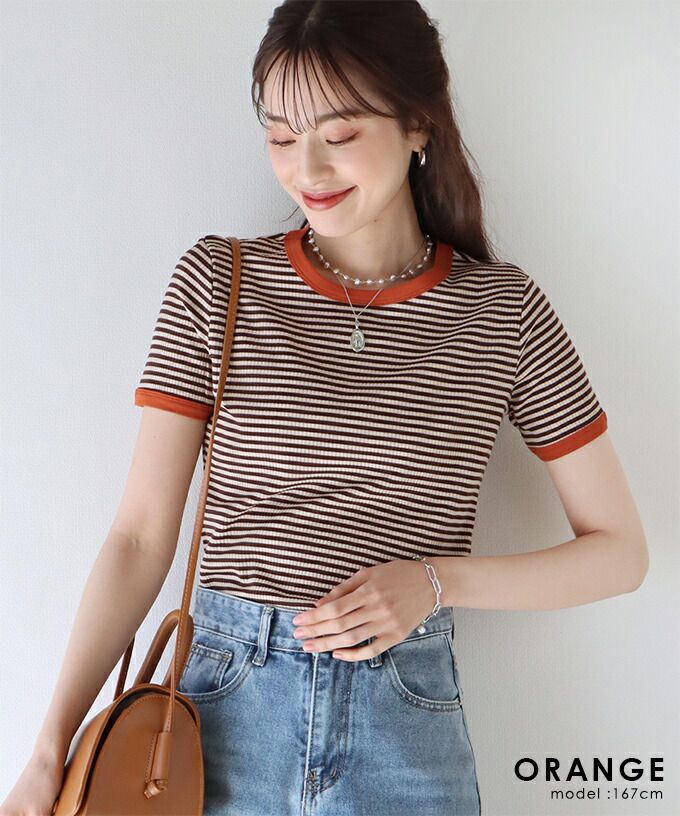 日本 BLUE EAST - 簡約條紋百搭短袖上衣-黑