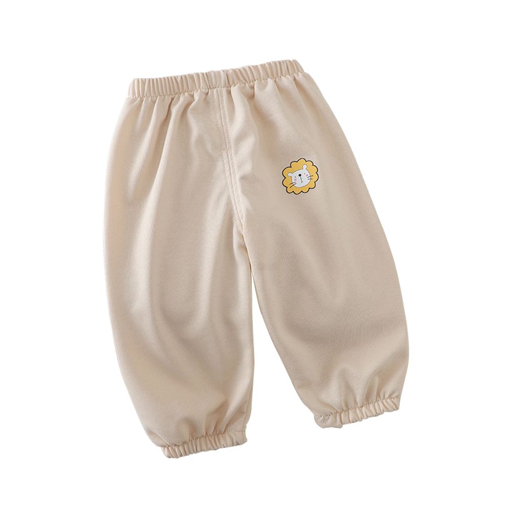 3入-簡約款素色兒童長褲 防蚊褲 運動褲-米色獅子+隨機2件