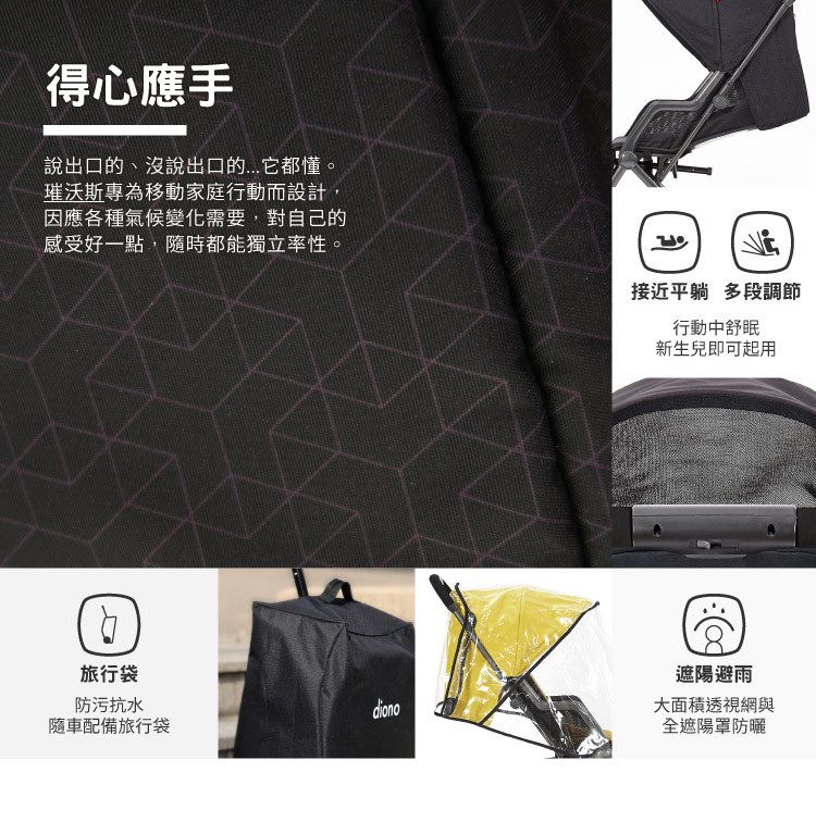 Diono - 西雅圖 璀沃斯 Diono TT 車 - 輕便型行李式秒收嬰幼兒推車-黑立方